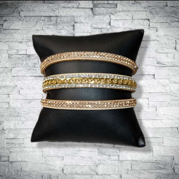 A21 Copper Gold Silver Rhinestone Crystal Wrap Bracelet Suede Adjustable A21 - Picture 4 of 14